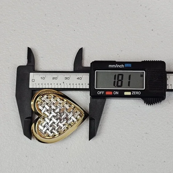 Nolan Miller Heart Brooch Baguette Rhinestone Woven Look Gold Tone Love - Picture 6 of 6